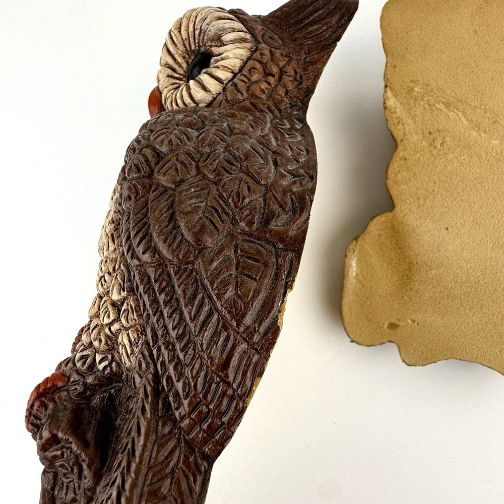 Vtg MCM Owl Lot Resin Wall Hanging Decor 3D Figural Big Eye Bird Mid Century Art